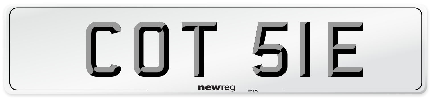 COT 51E Number Plate from New Reg